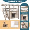 Feral Cat House Outdoor Indoor Kitty Houses with Durable PVC Roof, Escape Door,Curtain and Stair,2 Story Design Perfect for Multi Cats