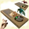 Resting Lounge Pad Cat Scratcher with Toy Ball Rolling in Hole Made of Eco Friendly Recyclable Cardboard Material