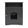 Cat's Wooden House Indoor Feline Condo Toilet Litter Box Hideaway Beside Table Nightstand;  Black