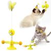 Cat Pet Toy Spinning Ball Feather 360 Free Rotating, Multifunctional Rotating Turntable Spring Man Cat Toy, Interactive Feather & Suction Cup