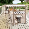 Feral Cat House Outdoor Indoor Kitty Houses with Durable PVC Roof, Escape Door,Curtain and Stair,2 Story Design Perfect for Multi Cats