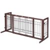 38"-71" Adjustable Wooden Pet Gate for Dogs, Indoor Freestanding Dog Fence for Doorways, Stairs, Deep Brown