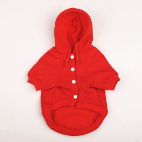 Autumn And Winter Pet Clothes With Coat And Cap Hoodies (Option: Red-S)