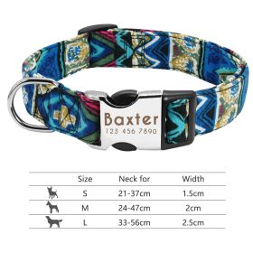 Adjustable Nylon Dog Collar Personalized Dogs Cat ID (Option: 013Blue-M)