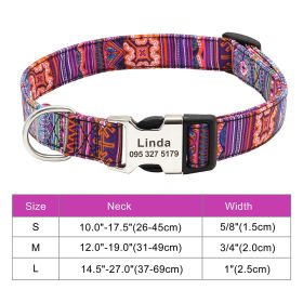 Adjustable Nylon Dog Collar Personalized Dogs Cat ID (Option: 030Orange-M)