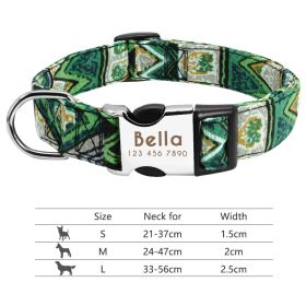 Adjustable Nylon Dog Collar Personalized Dogs Cat ID (Option: 013Green-M)