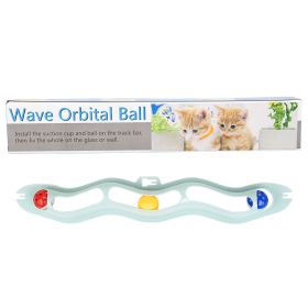 Wavy Pet Sucker Track Ball Cat Toy Adhesive Glass Wall Cat Supplies (Option: Blue-Length About 57cm Width 10cm)