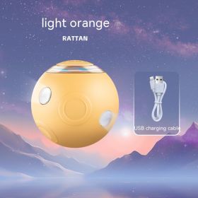 Smart Cat Pet Ball Automatic Obstacle Avoidance Rotating Luminous (Option: Light Orange-English Version-USB)