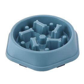 Anti-choke Pet Bowl New Anti-tumble Dog Bone Slow Food Single Bowl (Option: Ingot Blue)