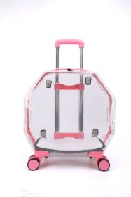 Transparent Backpack With Large Capacity And Ventilated Pet Supplies (Option: Transparent Strap Pink)