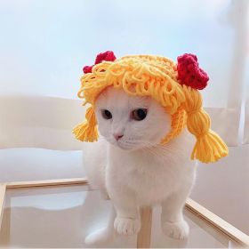 New Pet Hat Cute Style Braid Headgear Spring And Autumn (Option: Yellow-M)