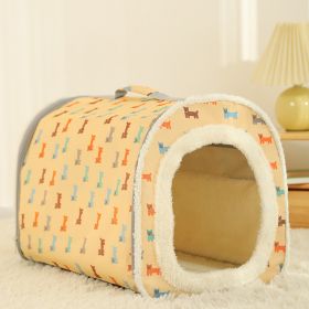 Anti-collapse Cat Nest Closed Removable And Washable Warm (Option: Cream Yellow)