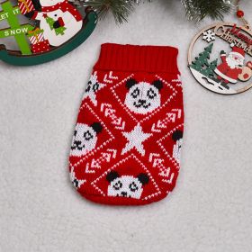 Dog Cat Sweater Pet Clothes Clothing (Option: Red Background Panda-No8)