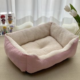 Winter Warm Pet Square Cat Nest (Option: Pink-S)