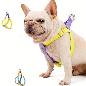 Rainbow Colorblock Pet Harness Set Anti-Escape Vest Type Dog Harness Chest Leash Cotton Designer Puppy Dog Harness Set (Option: Purple-L)