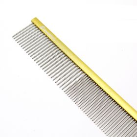 Colorful Comb Beautician Competition Beauty Styling Comb Rounded Needle Aluminum Alloy Stainless Steel Pet Comb (Option: S-Gold)