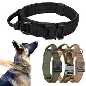 Tactical Pet Collar; Dog Collar With Handle; Military Heavy Duty Dog Collars For Medium Large Dogs (Color: Black)