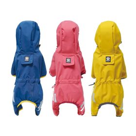 Small dog raincoat; body full surrounding; waterproof poncho pet clothes; with tow holes in the back (colour: Rose red)