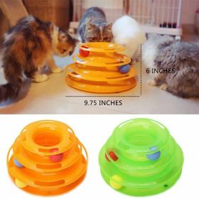 Pet Cat Crazy Ball Disk Interactive Toys Amusement Plate Trilaminar Funny Toy (Color: green)