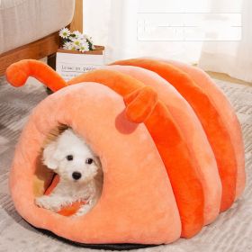 Plush Pet Bed Winter Warm (Color: Orange)