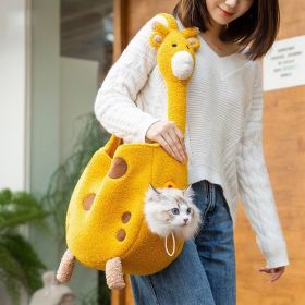 Animal-shaped Pet Diaper Bag Off-shoulder Bag Kitten Puppy Portable Cat Bag Pet Backpack (Option: Rock Yellow Giraffe-Small Size)