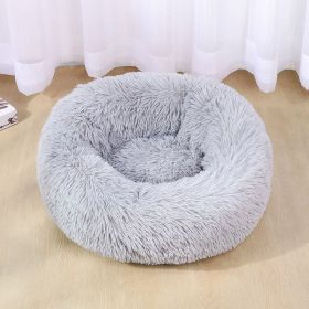 Dog Bed Super Soft Washable Long Plush Pet Kennel Deep Sleep Dog House Velvet Mats Sofa For Dog Basket Pet Cat Bed (Color: Light Gray)