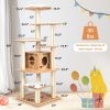 Wood Multi-Layer Platform Cat Tree with Scratch Resistant Rope