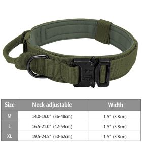 Tactical Pet Collar; Dog Collar With Handle; Military Heavy Duty Dog Collars For Medium Large Dogs (Color: Army Green)