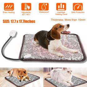 Pet Heating Pad Dog Cat Electric Heating Mat Waterproof Adjustable Warming Blanket (Color: Grey)