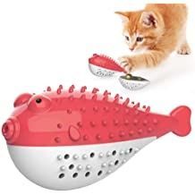 Fish Shape Built-in Small Bell Cat Pet Toothbrush Refillable Catnip Simulation Fish Teeth Cleaning 2 in 1 Chew Toys (Color: Red)