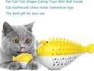 Fish Shape Built-in Small Bell Cat Pet Toothbrush Refillable Catnip Simulation Fish Teeth Cleaning 2 in 1 Chew Toys