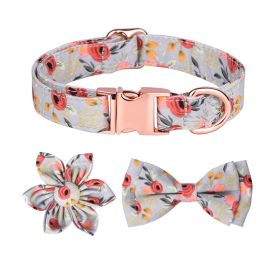 1pc Adjustable Soft Dog Collar With Print Flower Multicolor Cute Patterns (Color: Matcha Color)