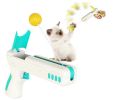 Teaser Cat Gun, Interactive Cats Toy, Cat Funny Gun Toy with Feather Wand and Cat Ball Toy, Kitten Exercise & Entertainment Indoor Cats Nip IQ Toys