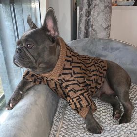 Clothes Medium And Large Puppy Casual Brown Letter Sweater (Option: Brown F Sweater-XL)