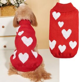 Pet Clothes Valentine's Day New Year Love Dog Knitted Sweater (Option: Red-L)