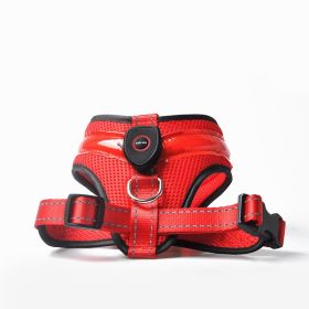 Pet Supplies LED Luminous Dog Chest Strap Rechargeable Mesh Luminous Harness (Option: Red-M)