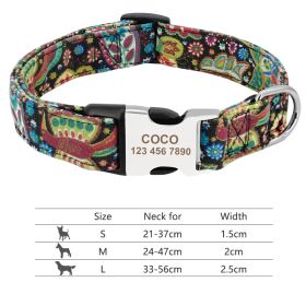 Adjustable Nylon Dog Collar Personalized Dogs Cat ID (Option: 019RedGreen-L)