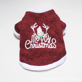 Pet Clothing Dog Warm Embroidery Christmas Style (Option: Red-M)