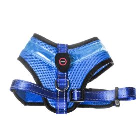 Pet Supplies LED Luminous Dog Chest Strap Rechargeable Mesh Luminous Harness (Option: Blue-M)