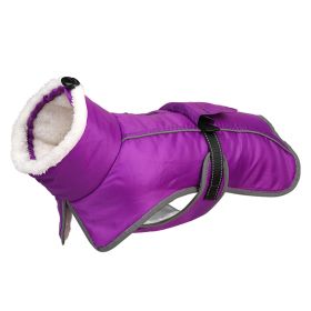 Winter Large Dog Golden Retriever Jarre Aero Bull Corgi Puppy Clothes Warm (Option: Purple-2XL)