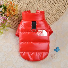 Pet Dog Down Cotton Vest Thick Warm (Option: Red White Small Icon-L)