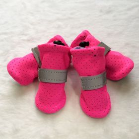 Pet Dog Breathable Wear-resistant And Non-slip Soft Sole Shoes (Option: Fluorescent Pink-No2)